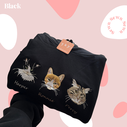 Hoodie |  Three x Pet Photo | Embroidered | Upload Image