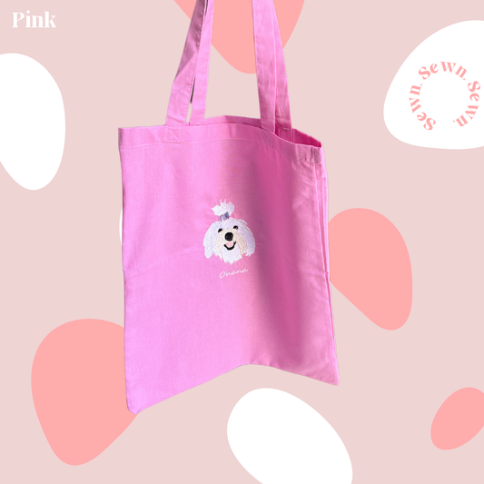 Canvas Tote Bag | Embroidered | Pet Photo | Personalised