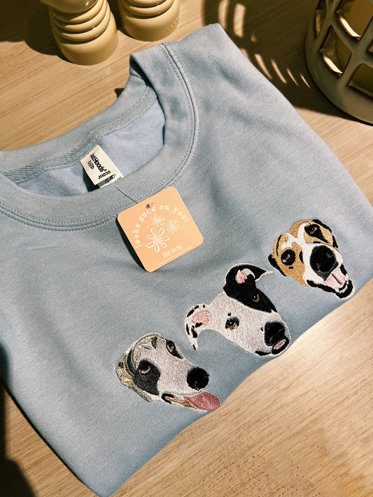Personalised | Three x Pet Photo | Unisex Embroidered Sweatshirt | Pet Sweatshirt