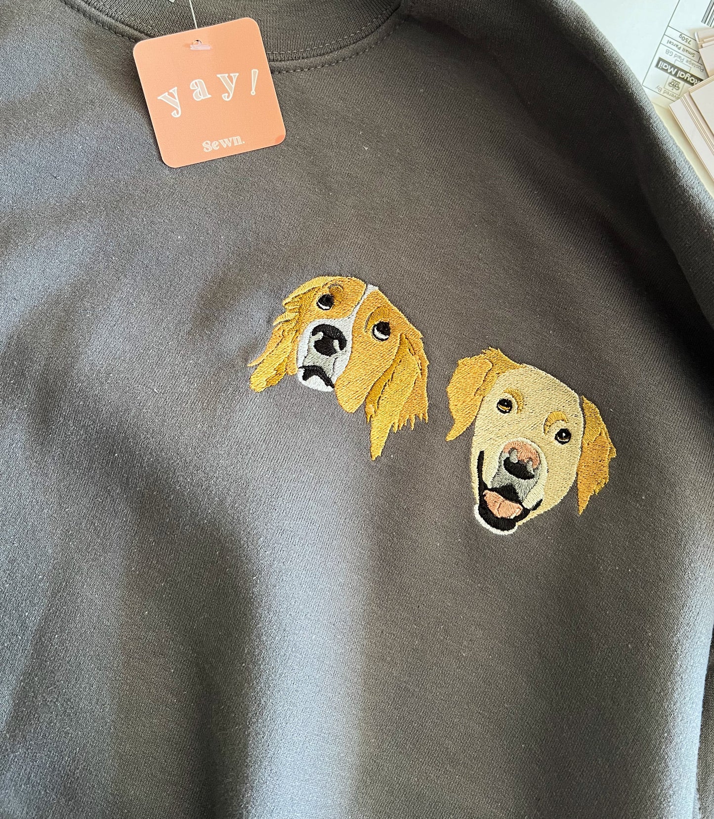 Personalised | Two x Pet Photo | Unisex Embroidered Sweatshirt | Pet Sweatshirt
